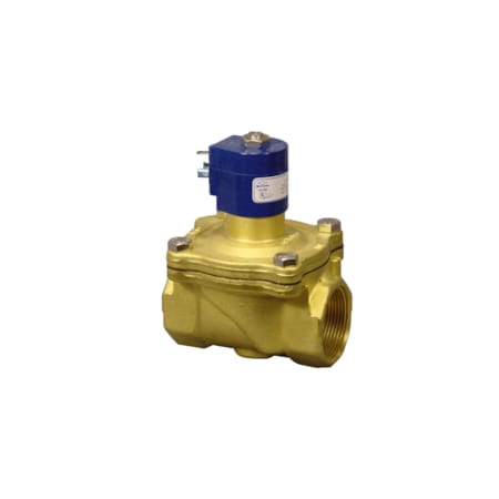 2 NPT, 2-Way Brass Solenoid Valve, Closed, Buna, 120/60, DIN, Orifice Dia.: 1-1/4